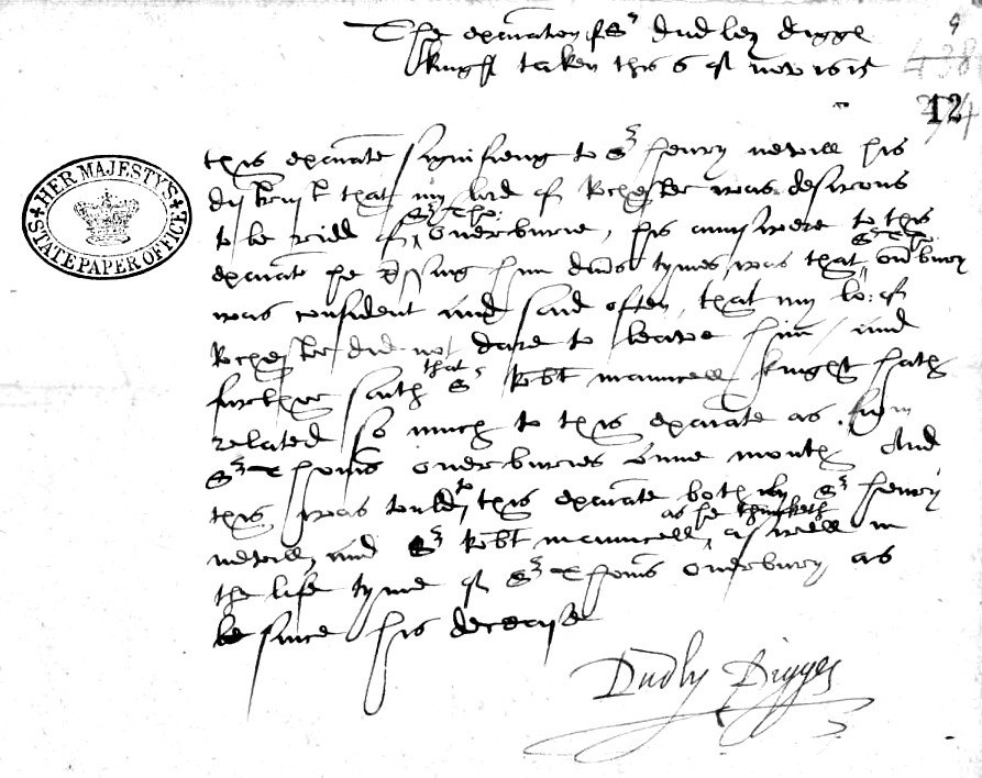 Dudley Digges’s signed examination