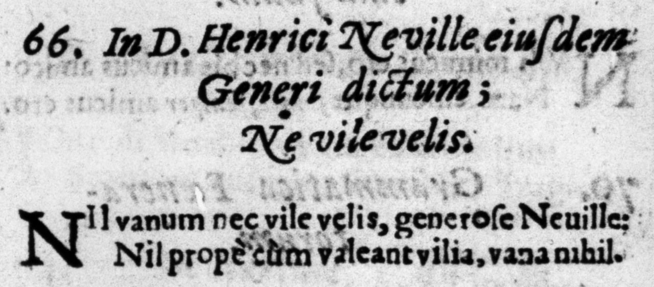 Owen’s Neville motto epigram, Book II, no. 66, third edition (1607).
