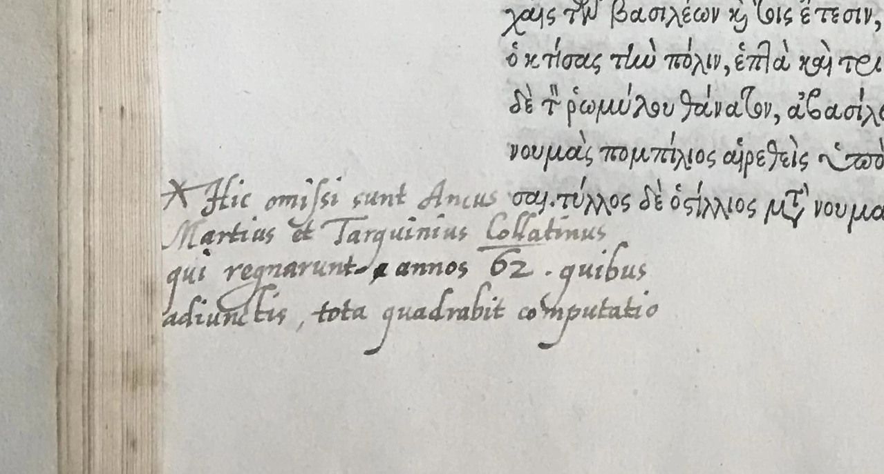 Audley End Dionysius annotation naming Collatinus, p.45