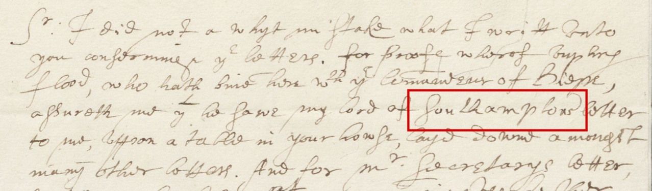 Robert Drury’s letter mentioning Southampton