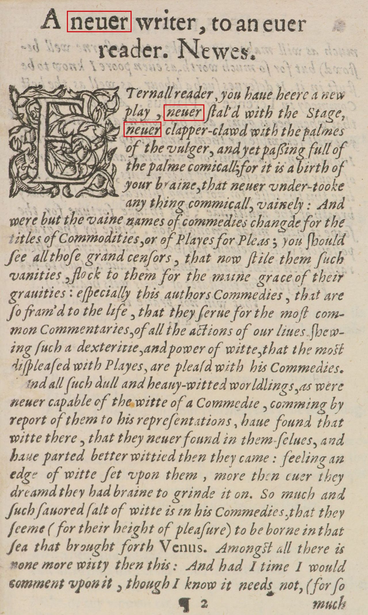The first page of the address.