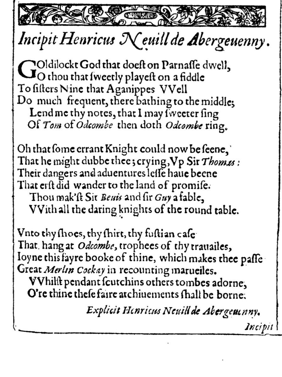 Coryats Crudities poem attributed to Henricus Nevill de Abergevenny