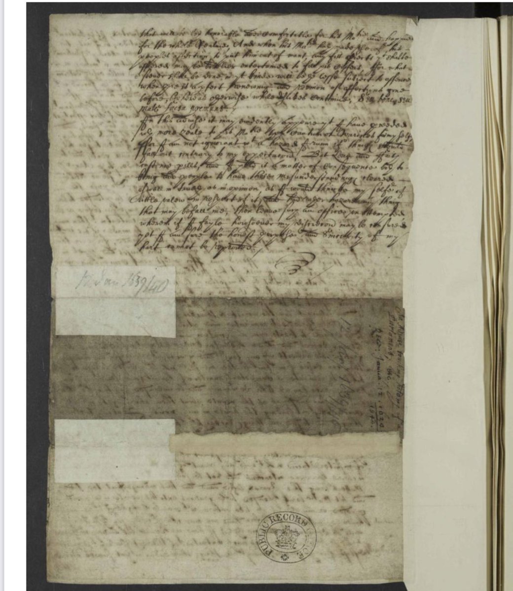 Advice manuscript image, endorsement or fold detail