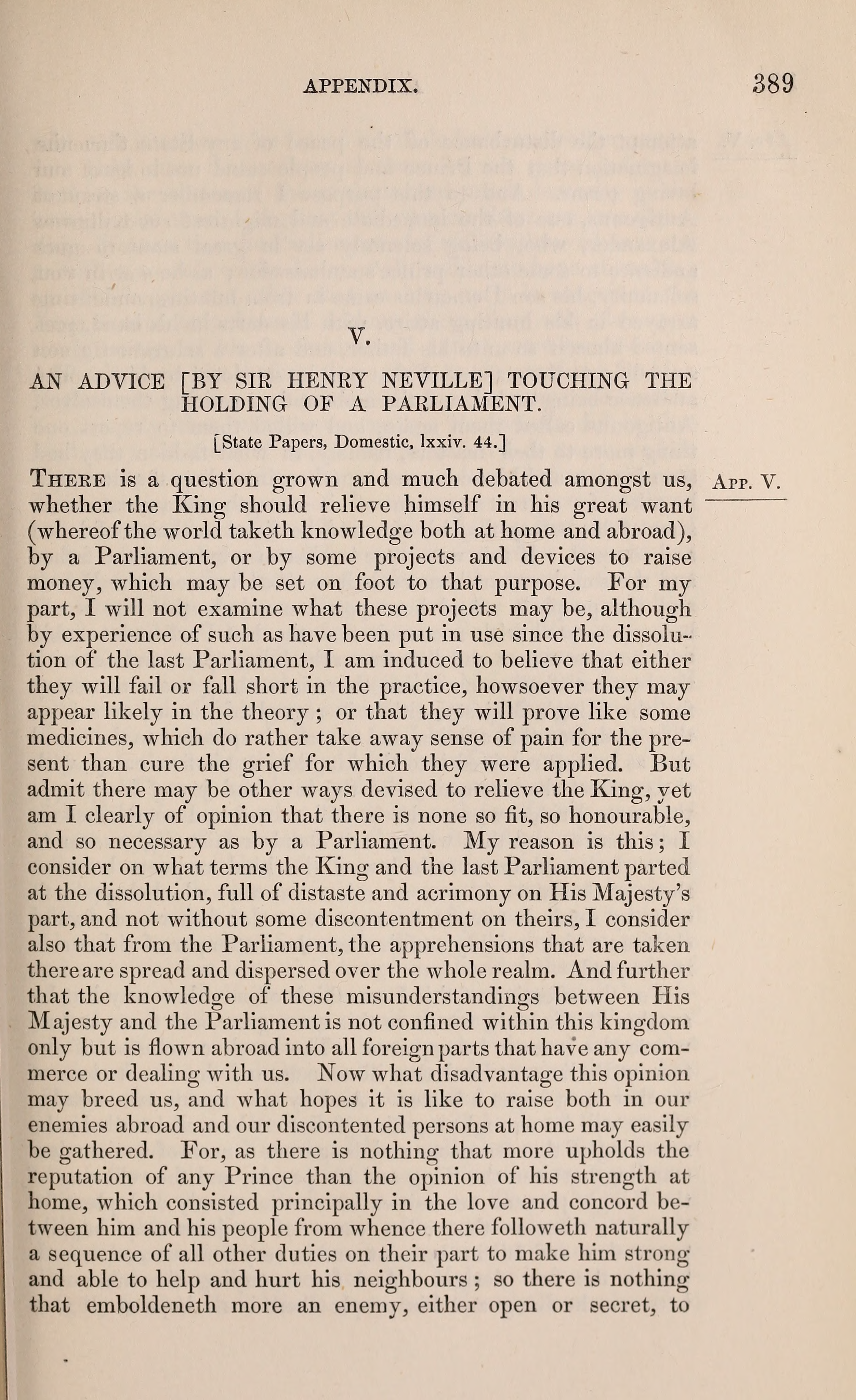 Gardiner 1863 Appendix V, p. 389 - opening of the Advice