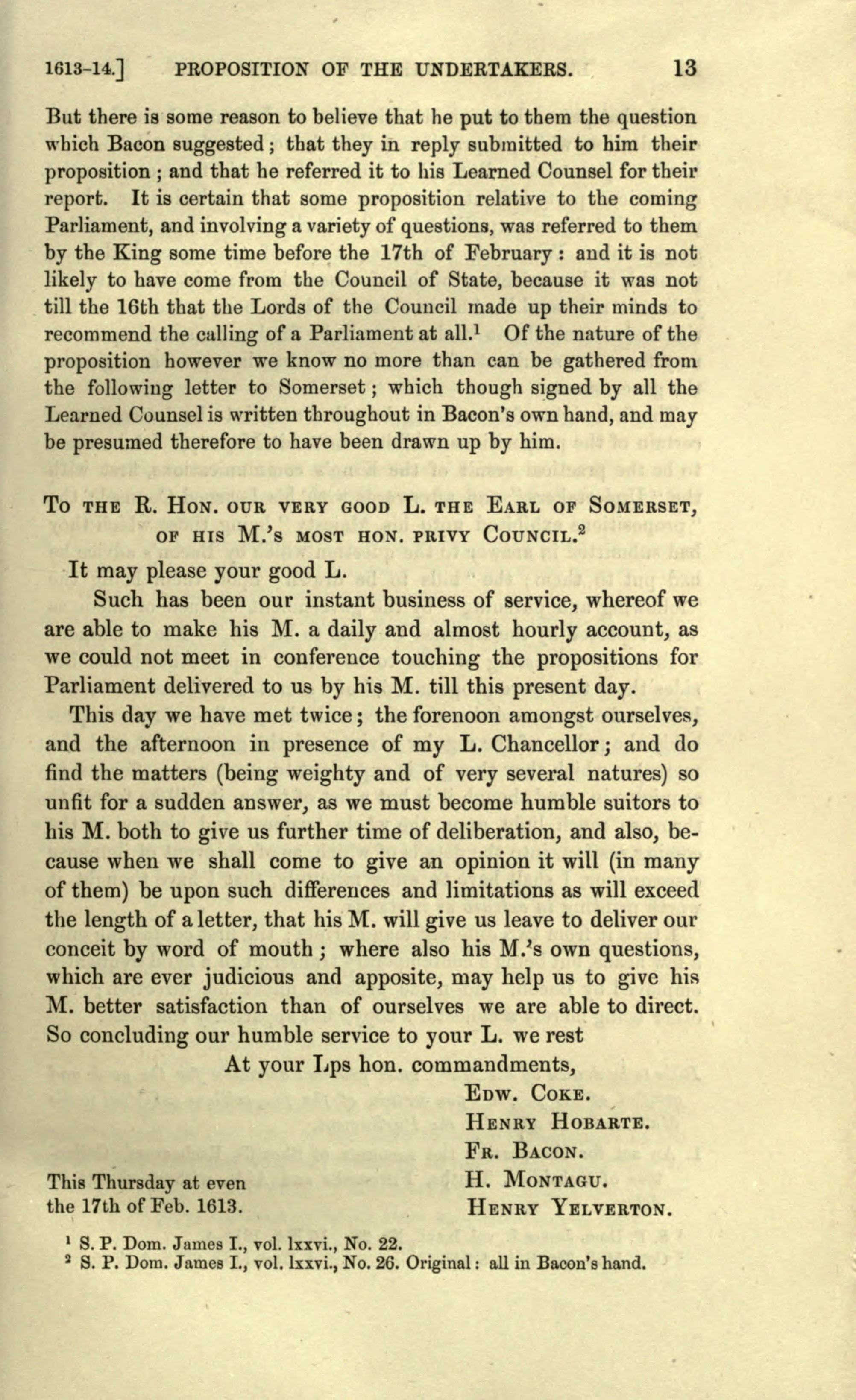 Spedding, Letters and Life vol. V, p. 13 - Proposition of the Undertakers