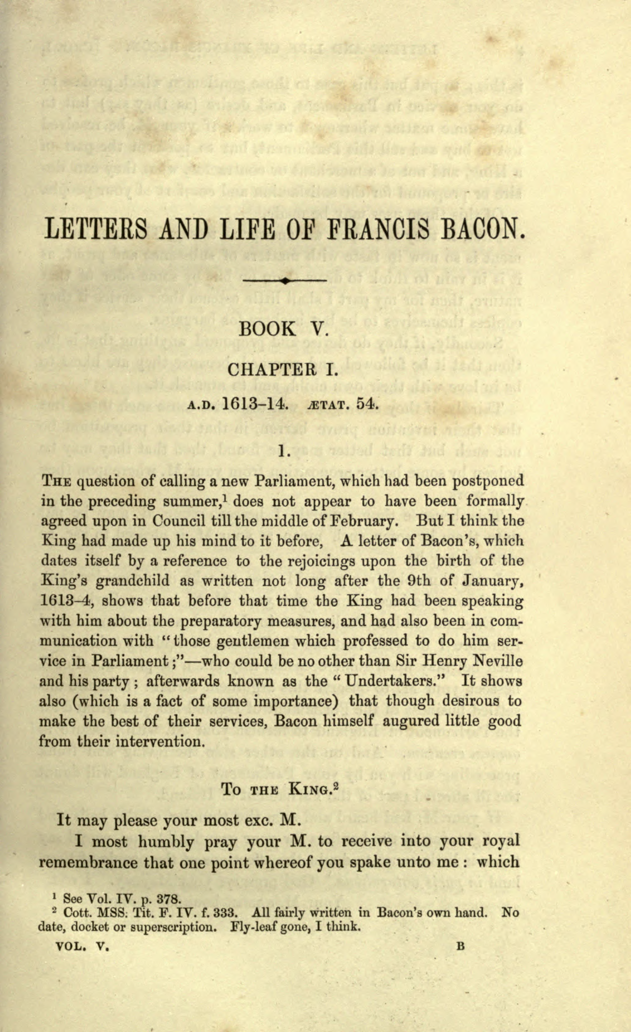 Spedding, Letters and Life vol. V, p. 1 - Neville and the Undertakers